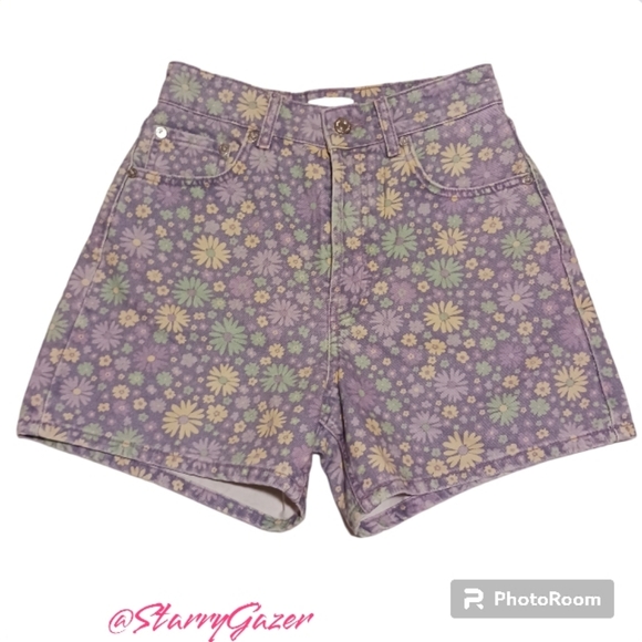 ZARA Retro Daisy High Waist Denim Shorts - Picture 2 of 7